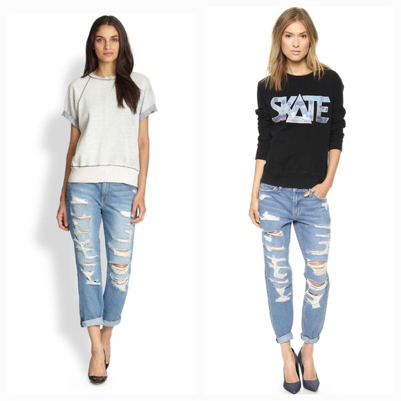 CURRENT ELLIOTT the-fling-tattered-destroy intermix goop boyfriend jeans $335 28 - Picture 3 of 16